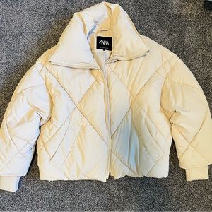 Zara size small cream cropped puffer jacket